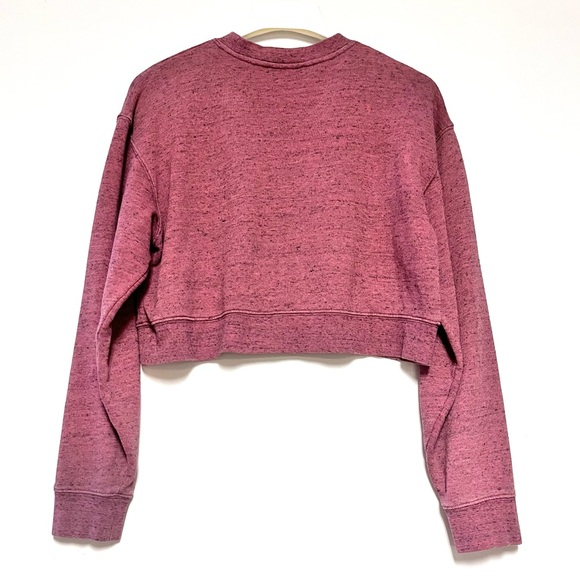 Aritzia Wilfred French Terry Cropped Sweatshirt Womens Size Small Heathered Pink - Picture 2 of 8